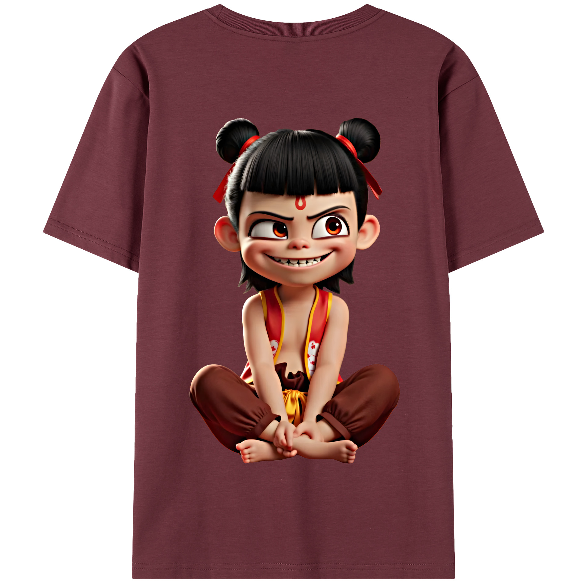 （画像用） Ne Zha 2 ナタ 魔童の大暴れ 綿100％半袖Tシャツ（背面プリント）